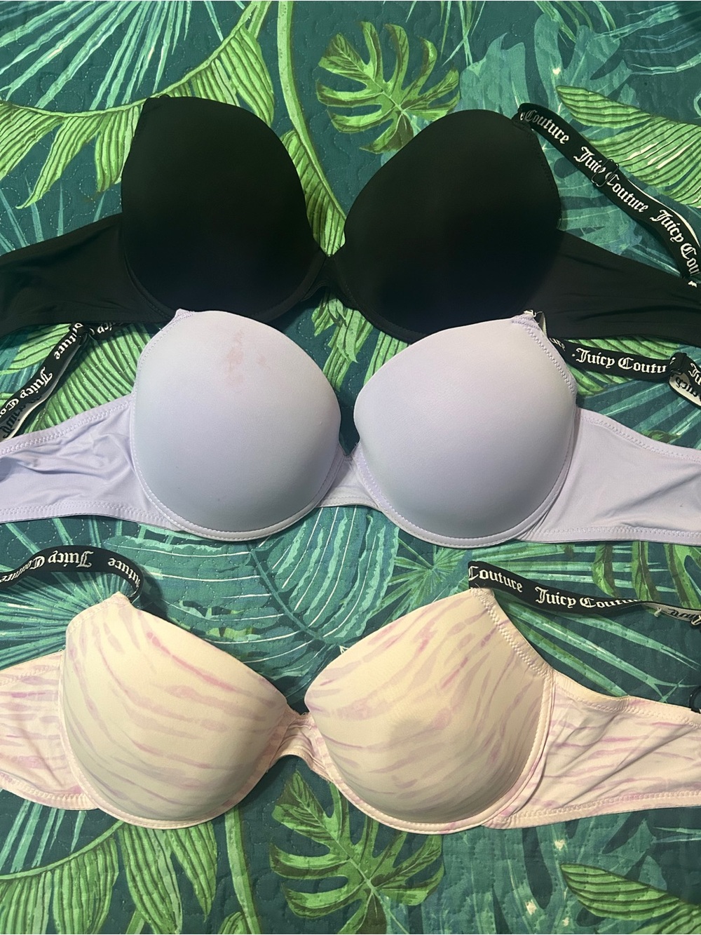 3 Juicy Couture Bras, Size 38EE (38DD)